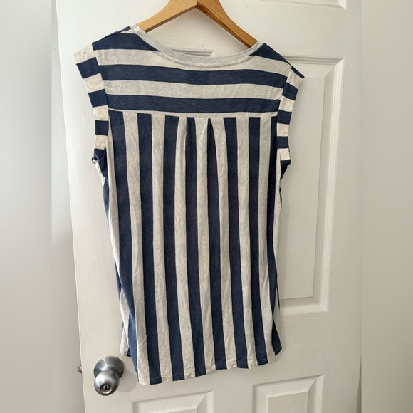 W5 Anthropologie NWT nautical striped stretch shirt sleeve size large - Picture 3 of 9